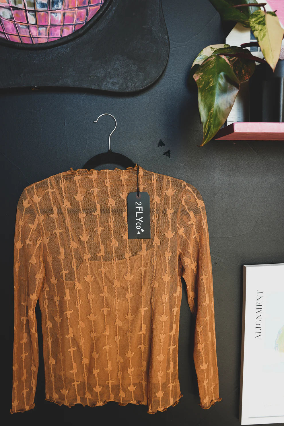 Western Print Mesh Layering Top-Branded Envy