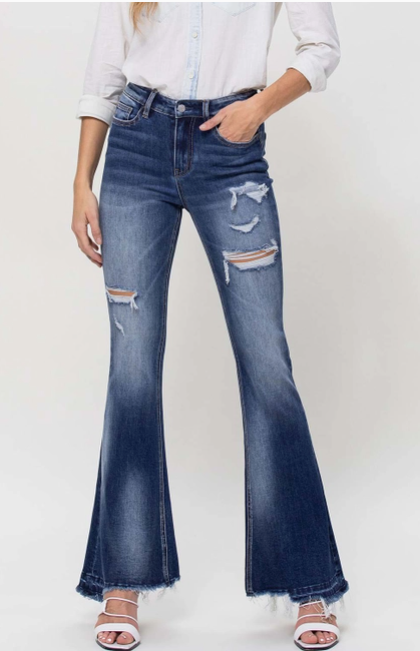 Amelia HR Distressed Flare-Jeans-Branded Envy