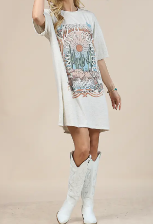 Western Dreams Graphic T-Shirt Dress-Graphic Tee-Branded Envy