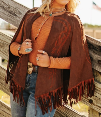 Suede Boot Stitch Cape-Fashion Top-Branded Envy