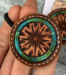 Hand Tooled Leather Hair Tie-Accessories-Branded Envy