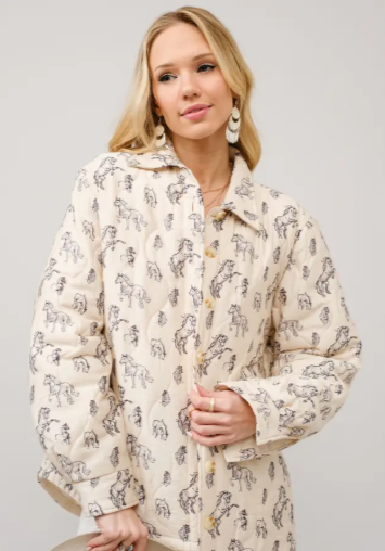 Quilted Horse Print Jacket
