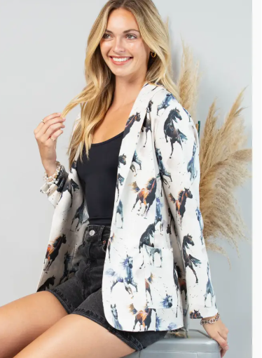 Wren Horse Print Woven Blazer