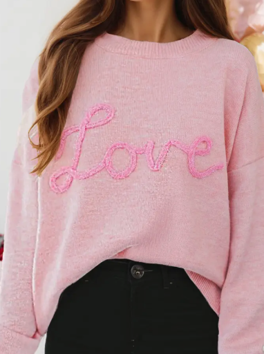 Love Script Graphic Baggy Sweater-Branded Envy