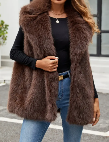 Fashion Loose Faux Fur Vest-Branded Envy