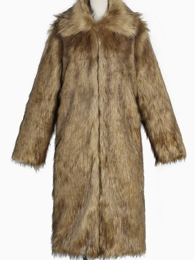 Lapel Collar Faux Fur Long Coat-Fashion Top-Branded Envy