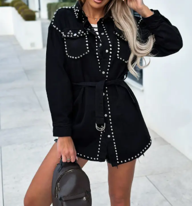 Vintage Street Style Studded Denim jacket-Branded Envy