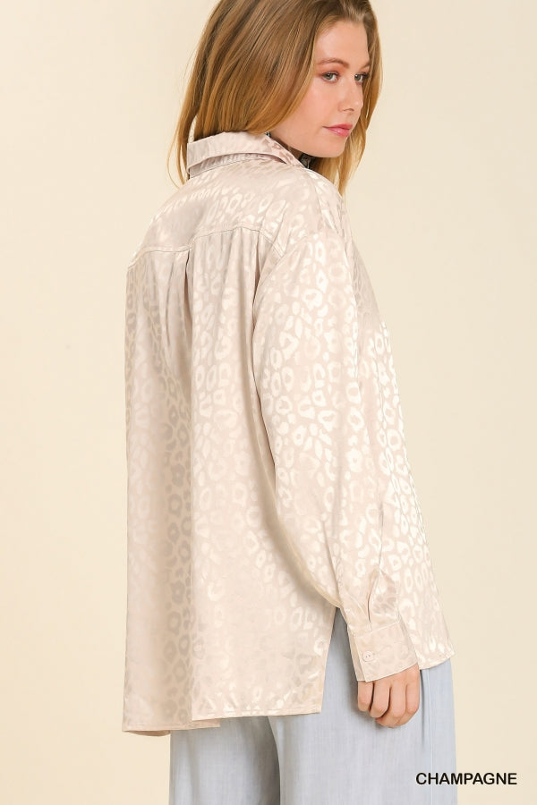 Satin Leopard Print Blouse-Fashion Top-Branded Envy