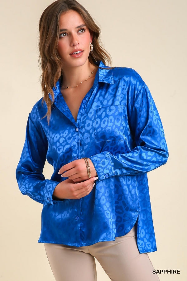 Satin Leopard Print Blouse-Fashion Top-Branded Envy