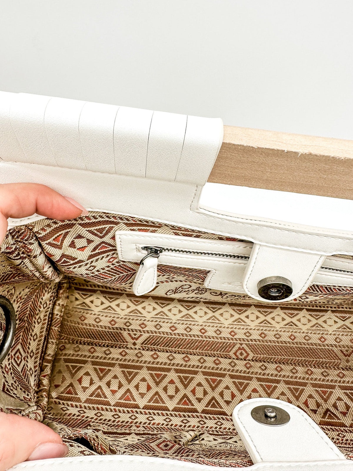 Naughty Monkey Palms Handbag in White-Accessories-Branded Envy