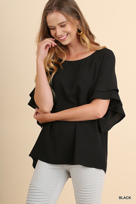 Black summer shandy blouse-Shirt-Branded Envy