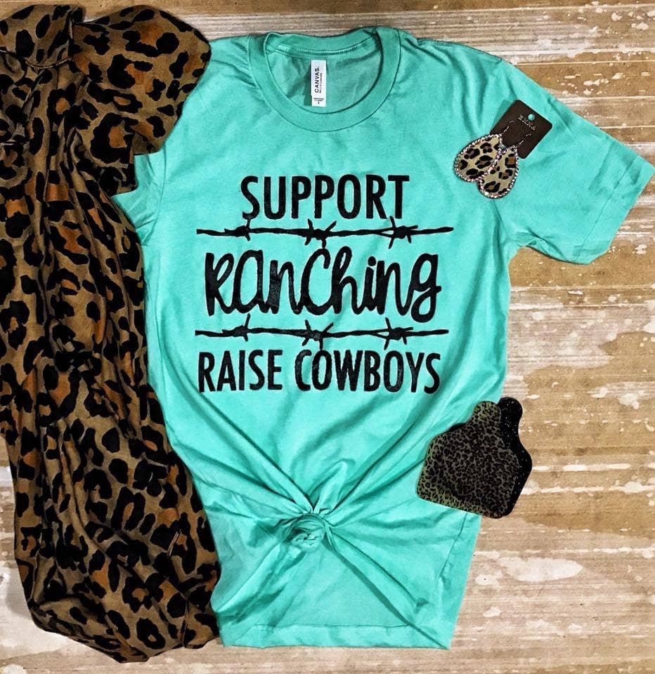 Support Ranching Raise Cowboys Graphic Tee-Graphic Tee-Branded Envy