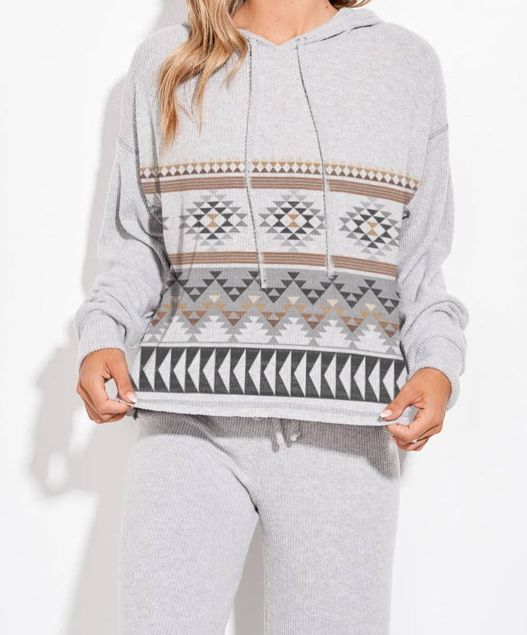 Aztec Hoodie Loungewear Set-Sweater-Branded Envy