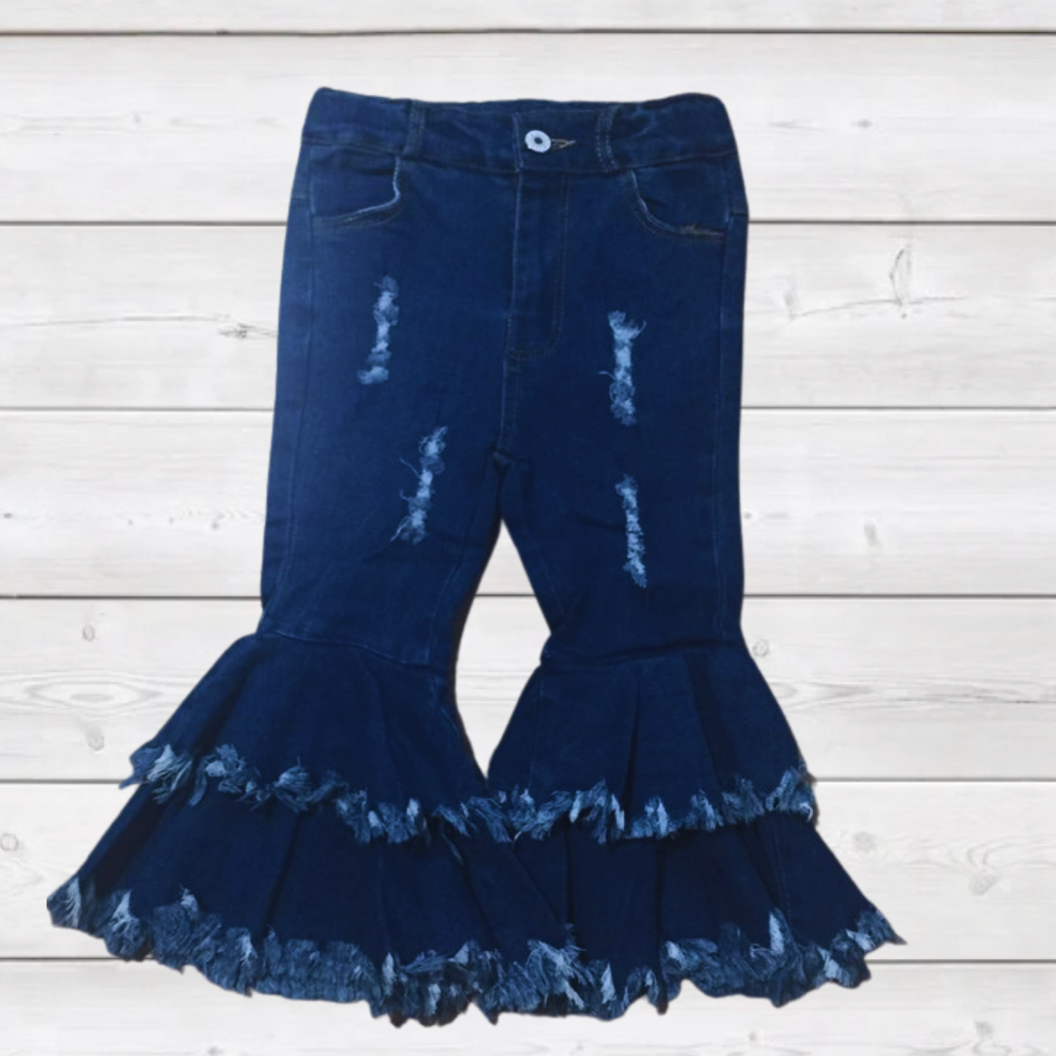 Tiered Denim Bell Bottom Tween Denim-Kids Fashion-Branded Envy
