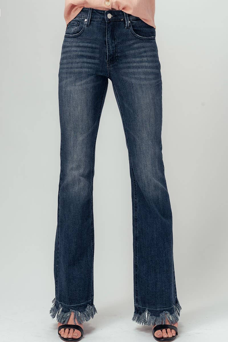 VINTAGE WASHED RAW HEM BOOTCUT DENIM-Jeans-Branded Envy
