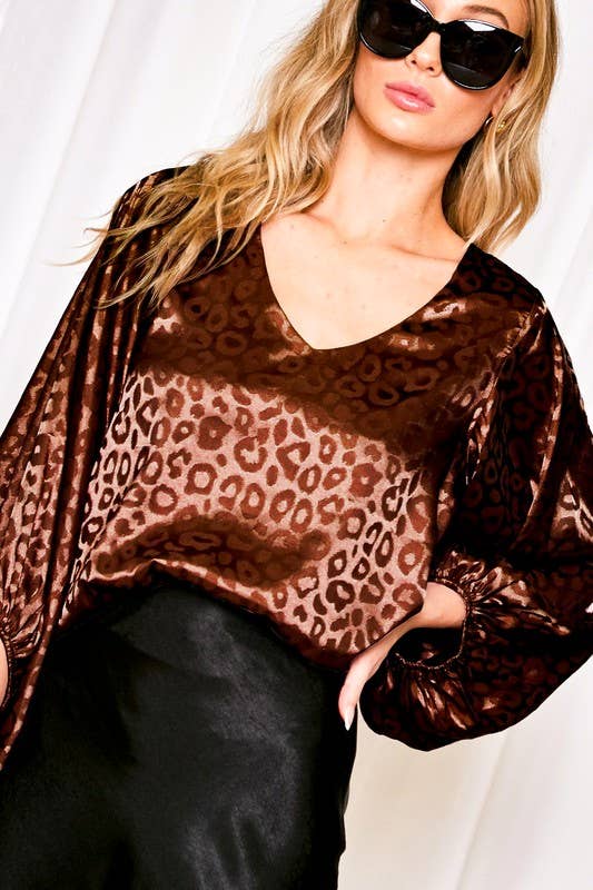 The Limited Satin Leopard Print Top-Blouse-Branded Envy