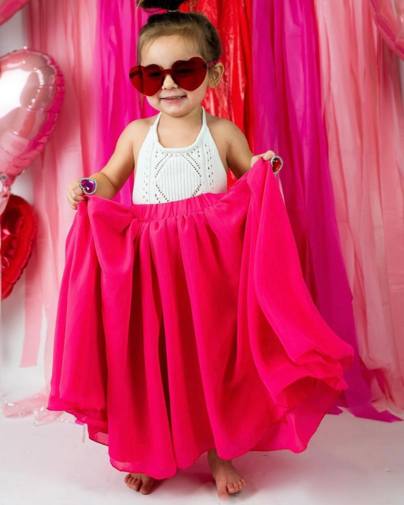 Aurora Maxi Skirt(Toddler) - Hot Pink-Skirts-Branded Envy