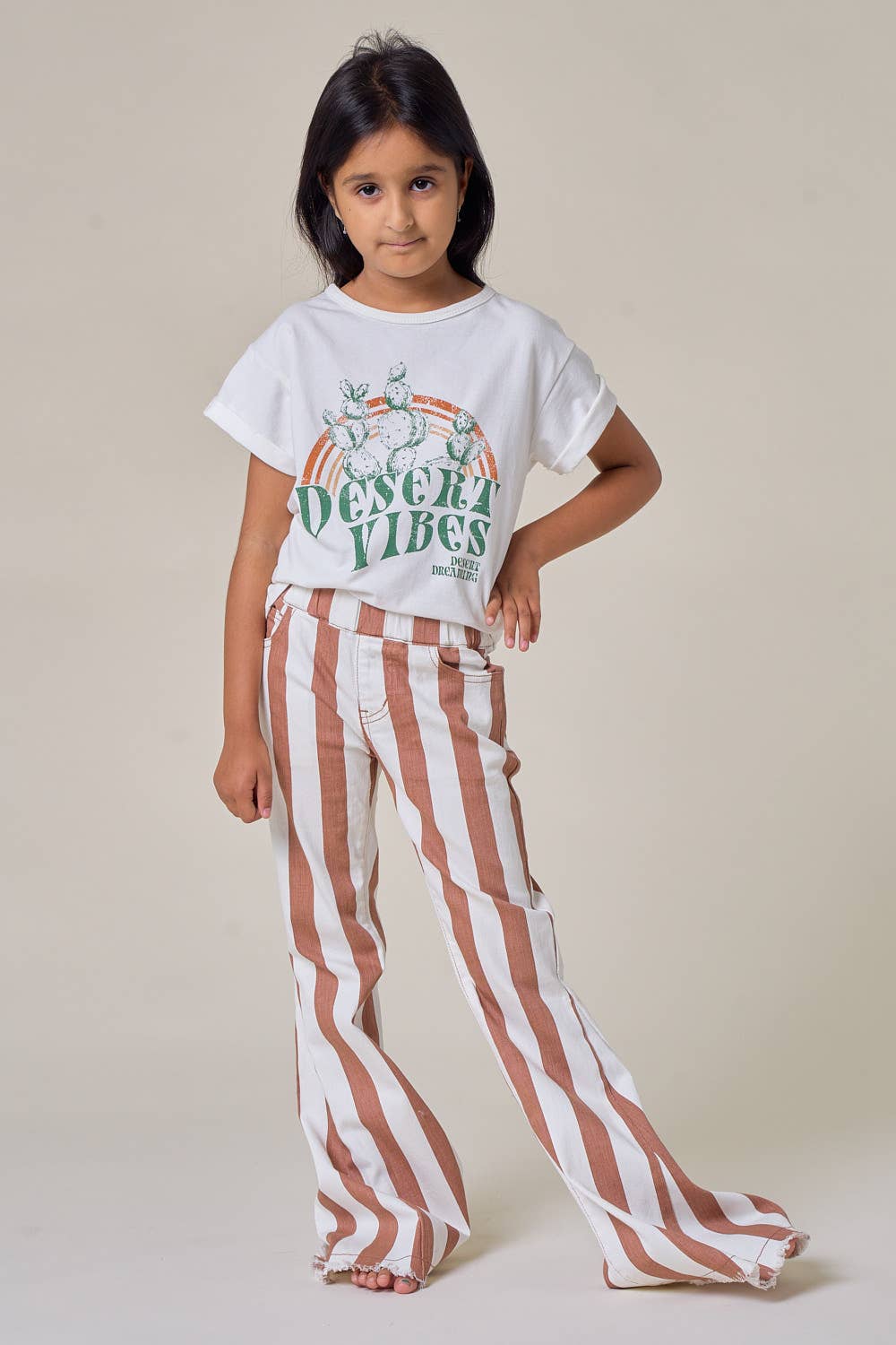 Kamea Cream Striped Flare-Jeans-Branded Envy