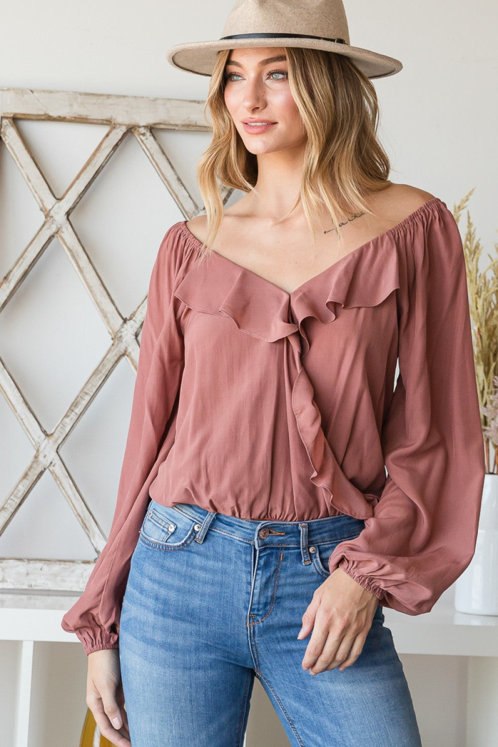 "Stone" Ruffled Wrap Bodysuit-bodysuit-Branded Envy