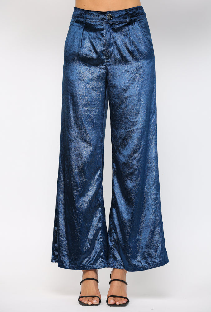 "Jane" Velvet Lurex Wide Leg Pants-Bottoms-Branded Envy