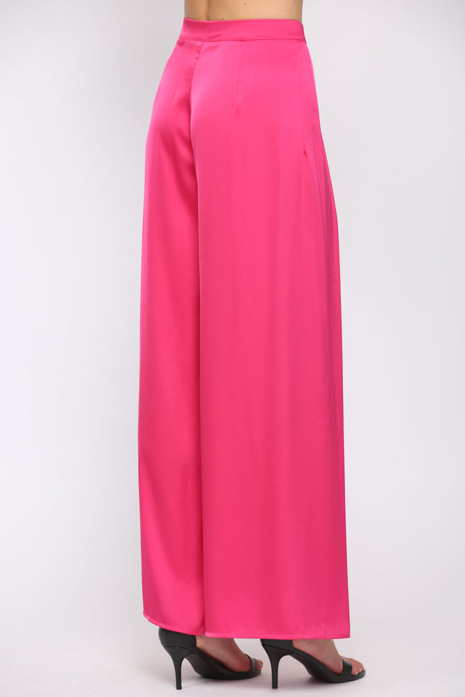 Satin Wide Leg Pant w/Pockets