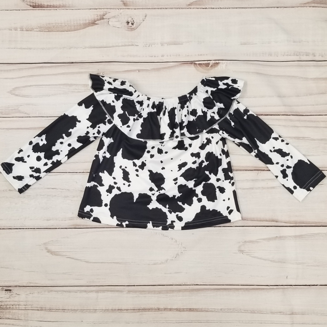 Black Cowprint Denim with Red Sequins Outfit-Kids Fashion-Branded Envy