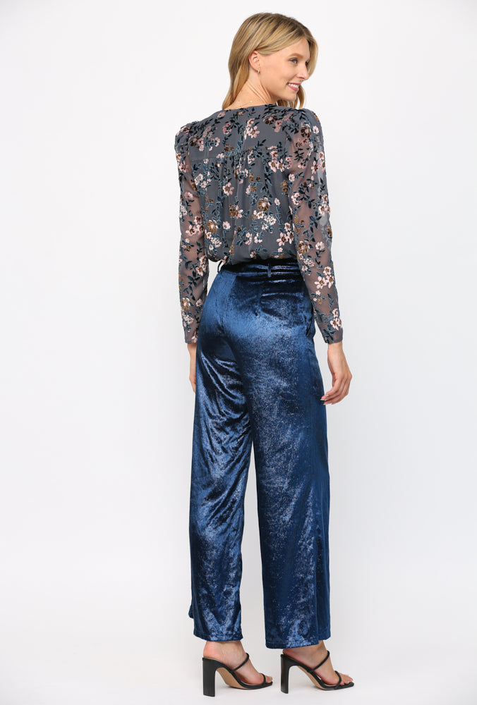 "Jane" Velvet Lurex Wide Leg Pants-Bottoms-Branded Envy