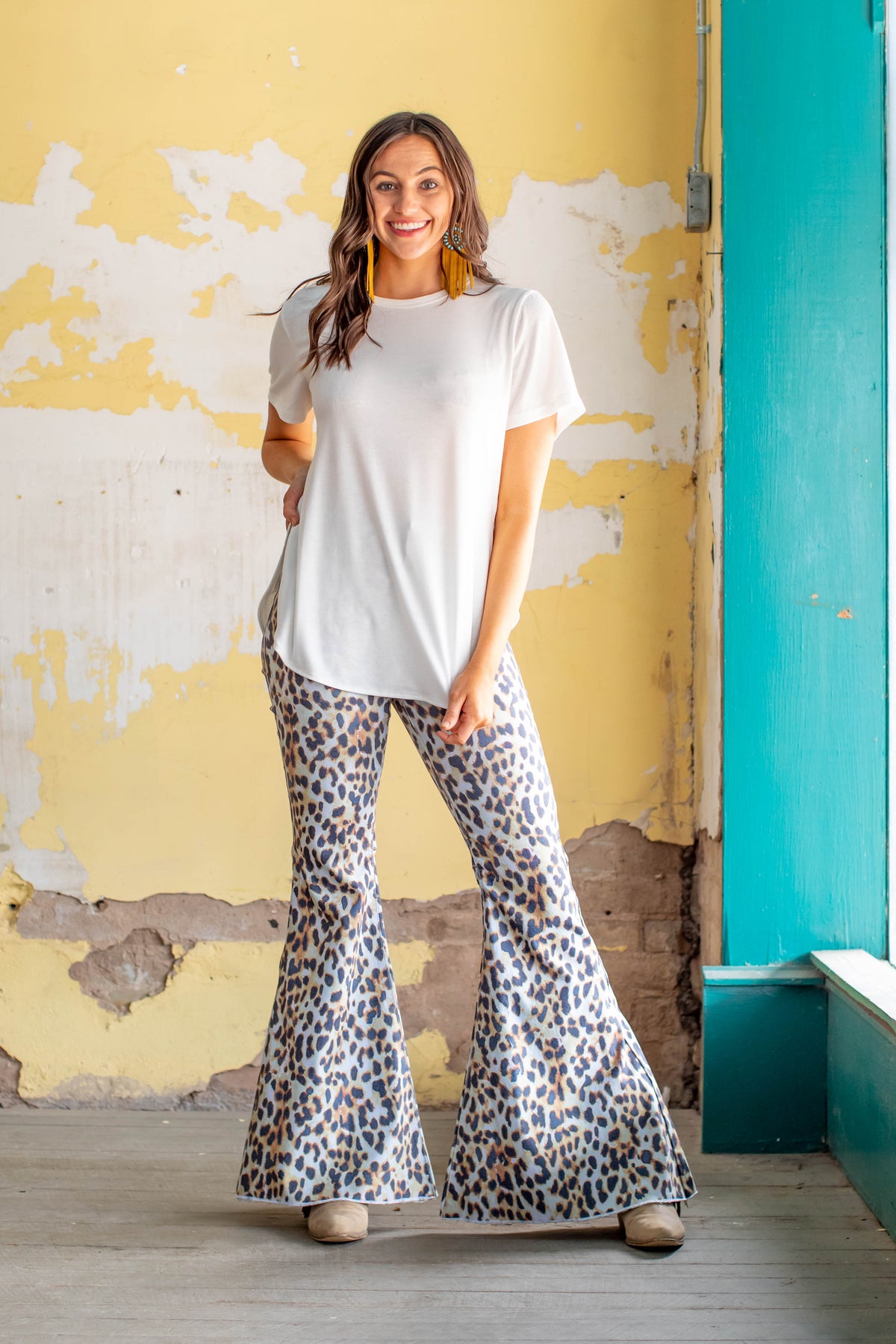 Light Cheetah Print Extreme Flare Jeans-Jeans-Branded Envy