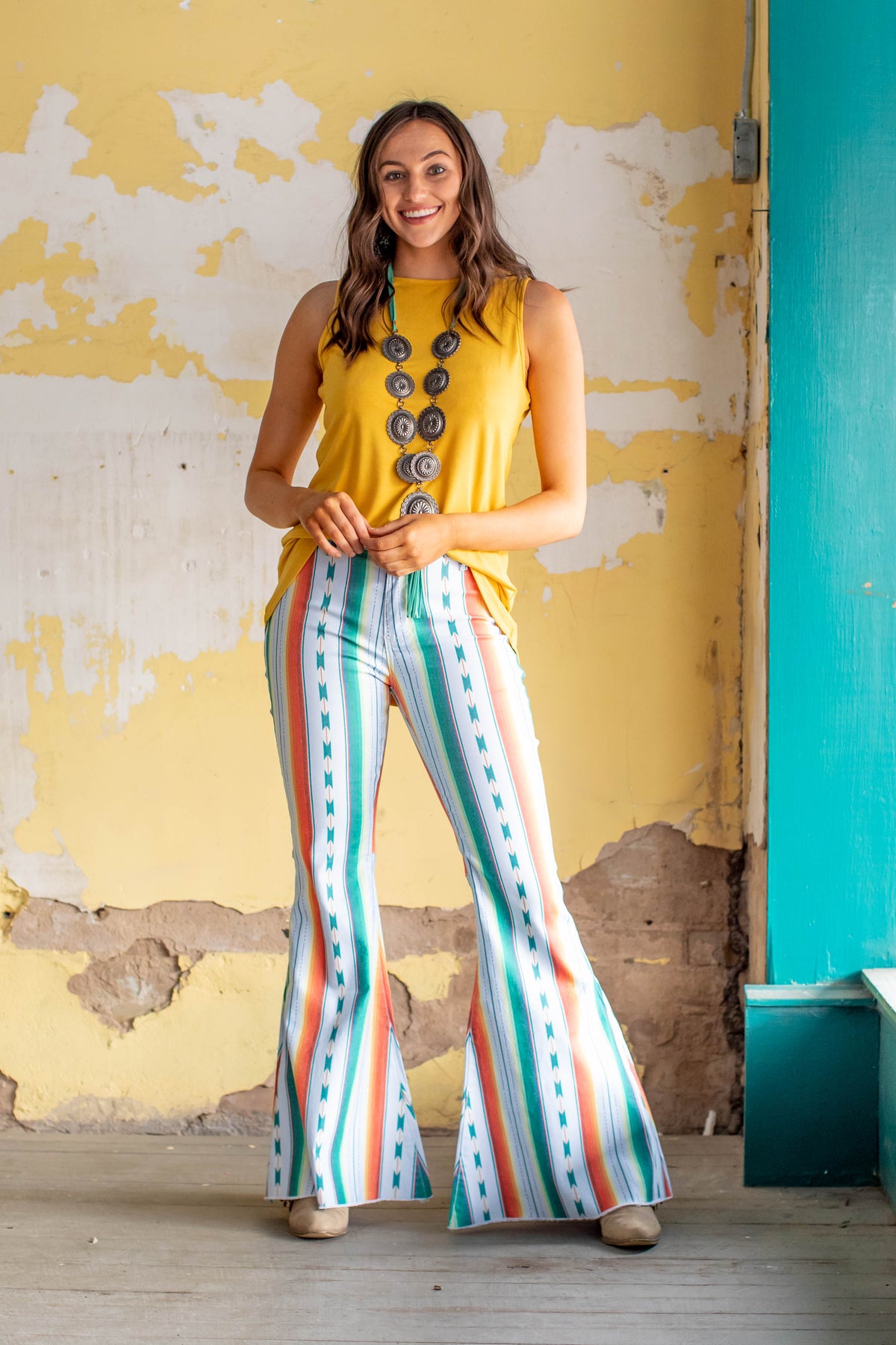 Mint Serape Extreme Flare Jeans-Jeans-Branded Envy