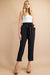 Paperbag High Waist Slim Solid Pants - Black-Bottoms-Branded Envy