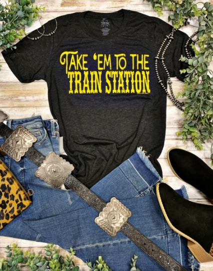 Take 'Em to the Train Station Graphic-graphic tee-Branded Envy