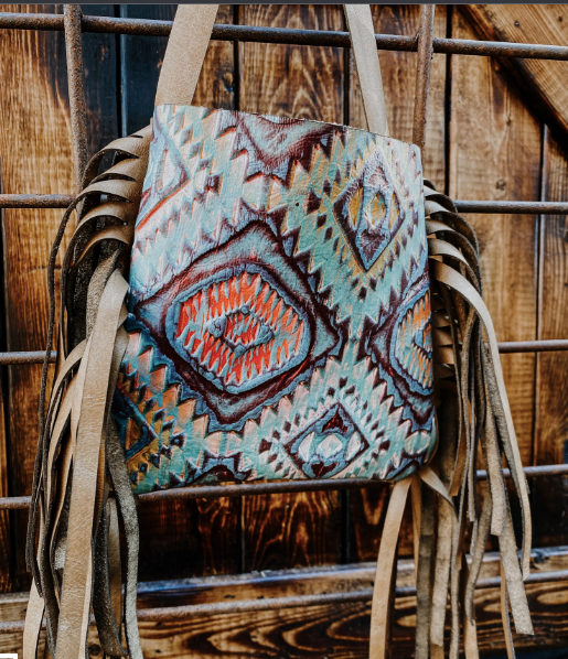 Mini Tooled Crossbody w/fringe-Bag and Purses-Branded Envy