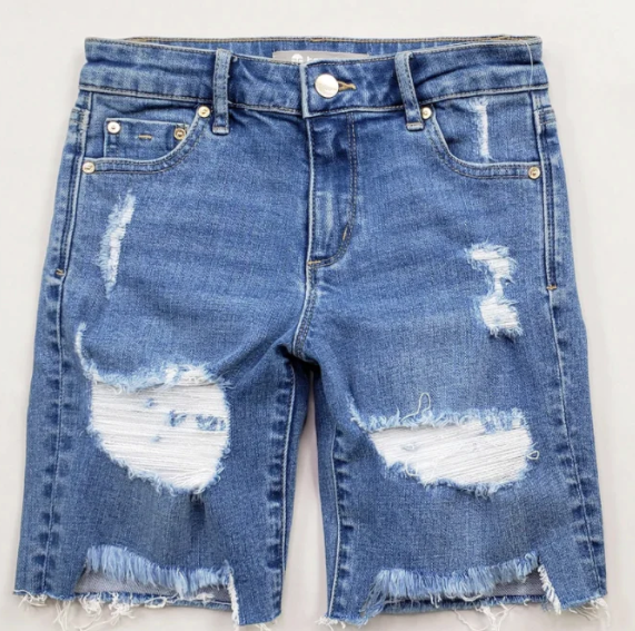 McKayla Fray Hem Bermuda Shorts-tween-Branded Envy