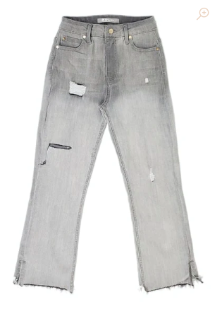 HR Destructed Crop Flare - Gray Denim-tween-Branded Envy