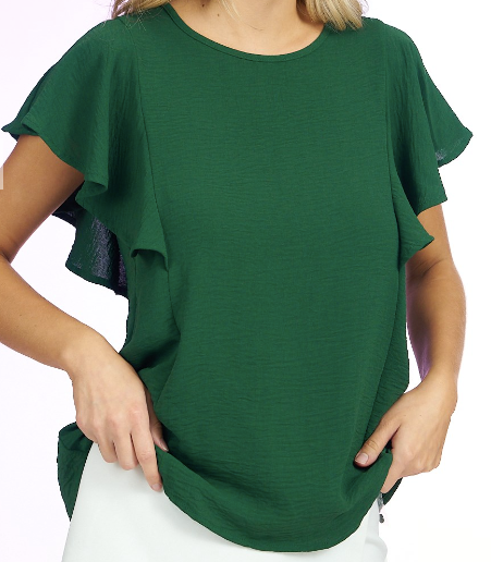 Ruffled Sleeve Stretch Blouse-Fashion Top-Branded Envy