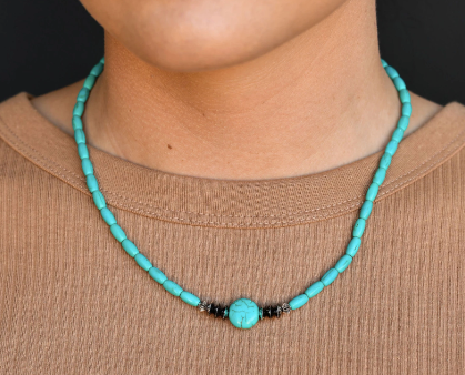 Dainty turq/ Beaded Necklace-necklace-Branded Envy