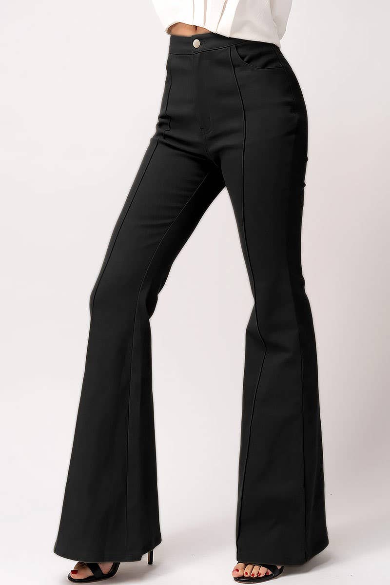 Black Flare Bootcut Pants-Bottoms-Branded Envy