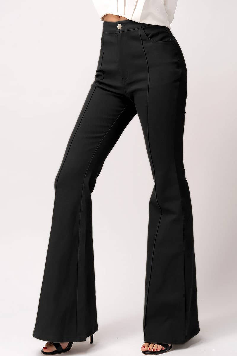 Black Flare Bootcut Pants-Pants-Branded Envy