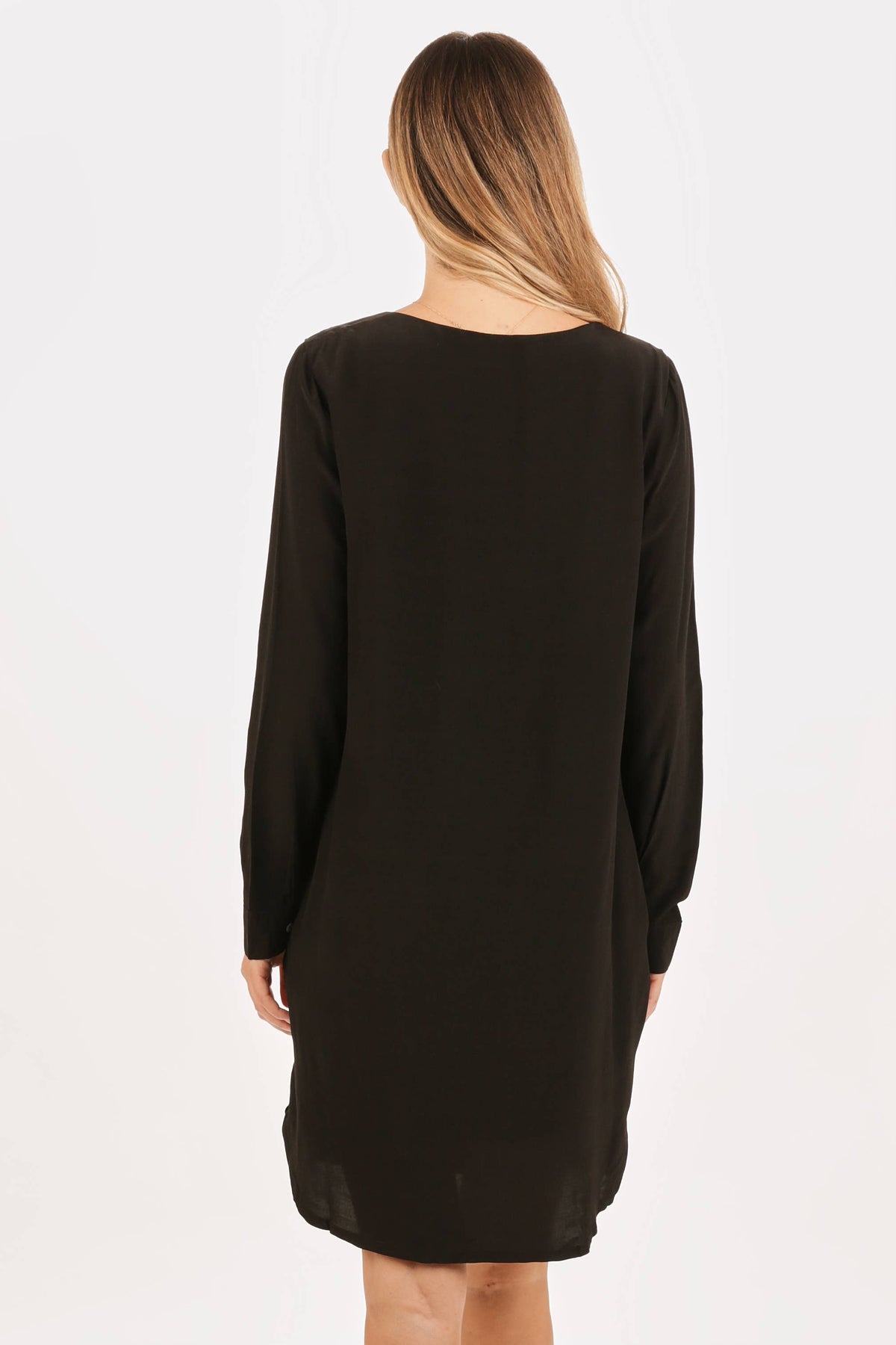 Black LS Pocket Dress-Dresses-Branded Envy