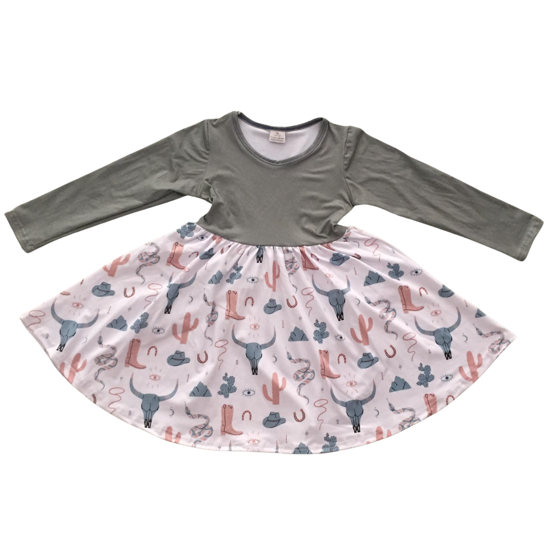 SAGE w/Skulls & Boots Twirly LS Dress-Kids Fashion-Branded Envy