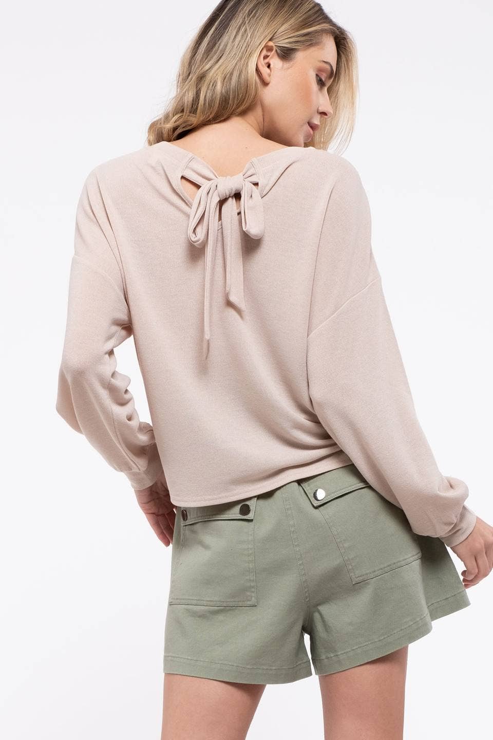 GARDEN LONG SLEEVE TOP WITH BACK TIE-Fashion Top-Branded Envy