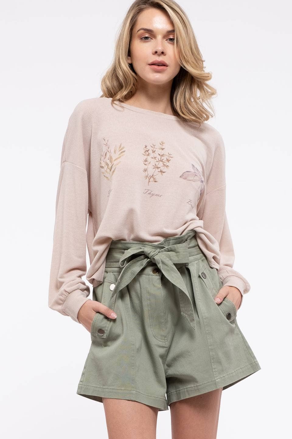 GARDEN LONG SLEEVE TOP WITH BACK TIE-Blouse-Branded Envy