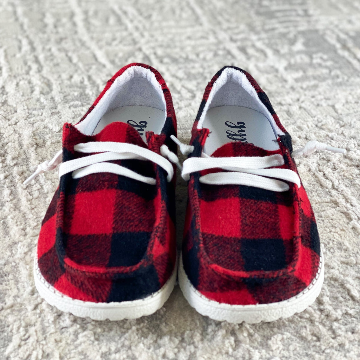 Very G Heather Sneaker in Red Plaid-Boots-Branded Envy