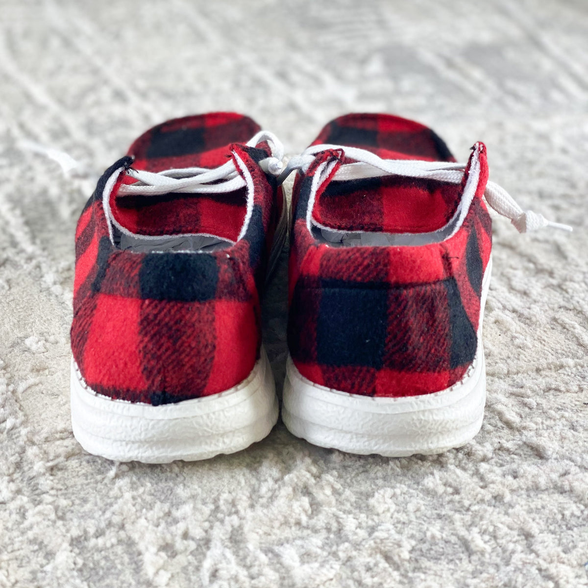 Very G Heather Sneaker in Red Plaid-Boots-Branded Envy