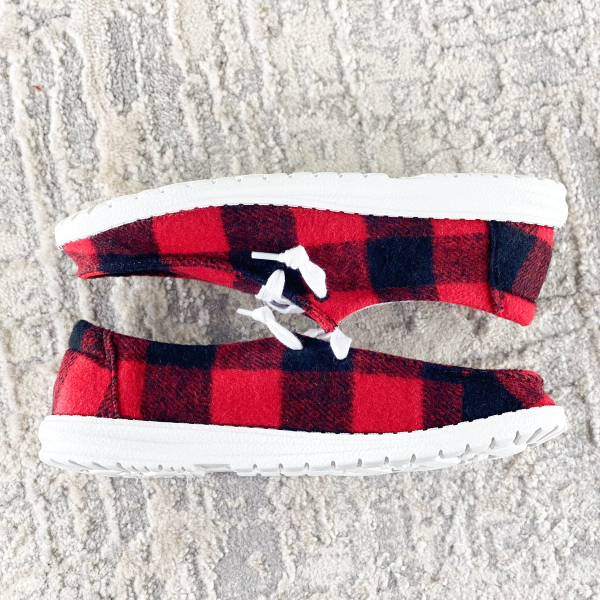 Very G Heather Sneaker in Red Plaid-Boots-Branded Envy