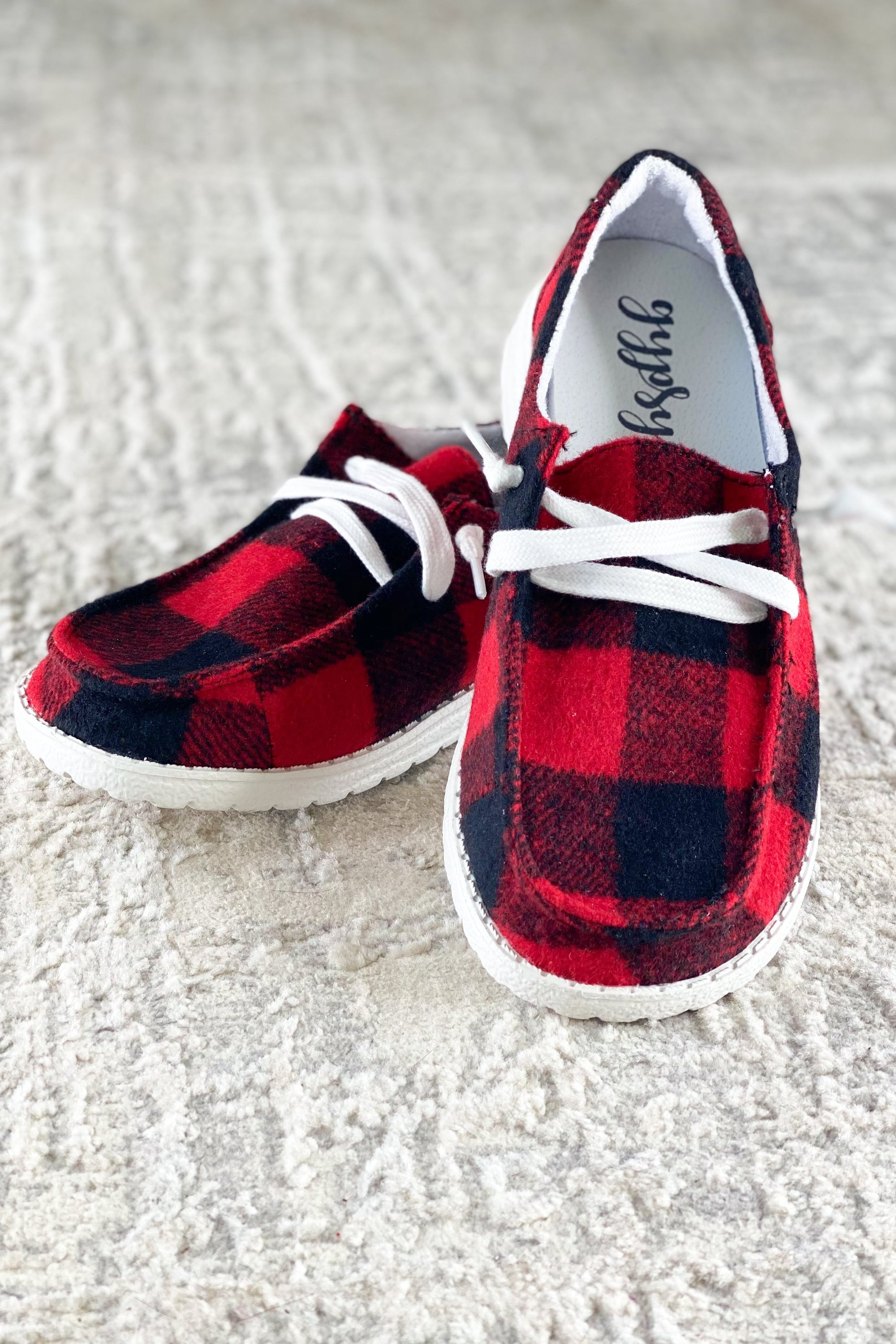 Very G Heather Sneaker in Red Plaid-Boots-Branded Envy