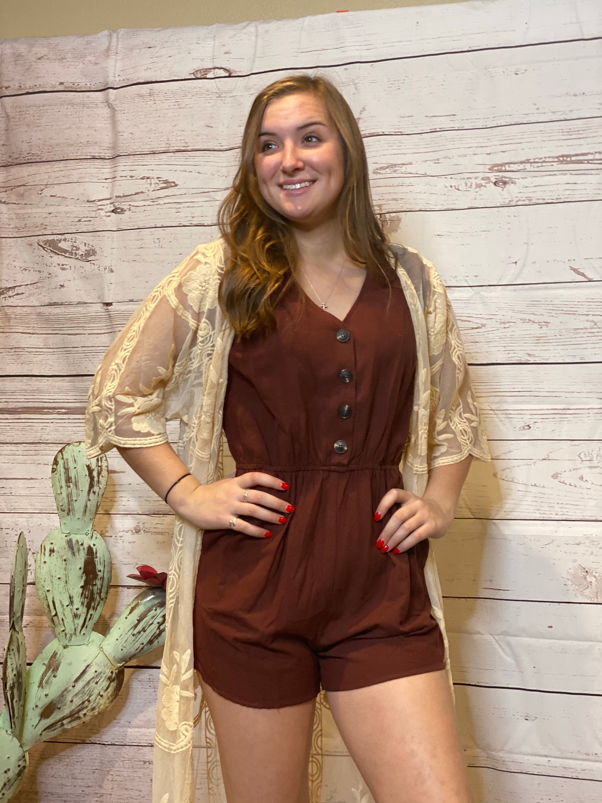 Ruffle button down Romper-Romper-Branded Envy