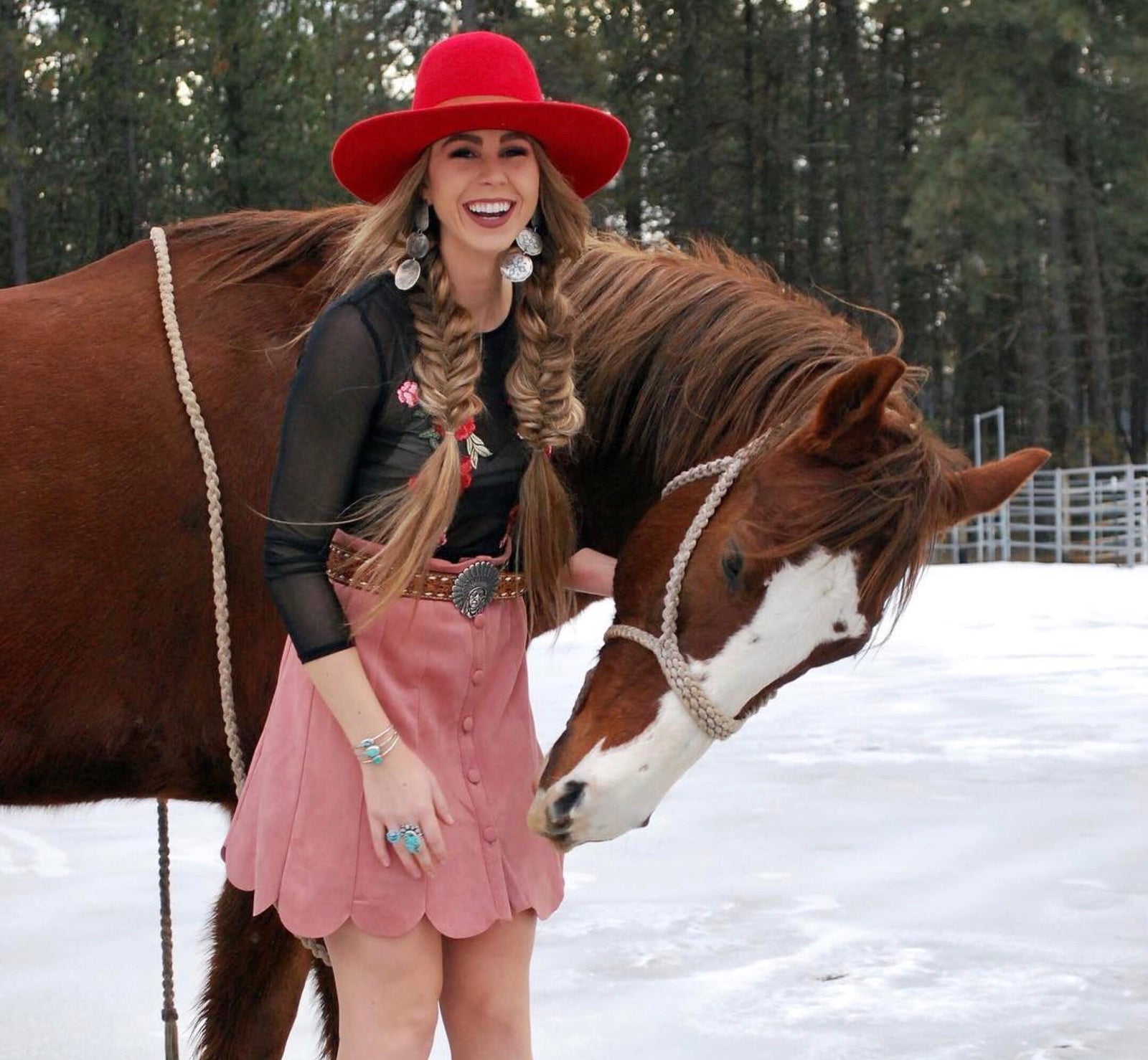 Pink scallop suede skirt-Skirts-Branded Envy