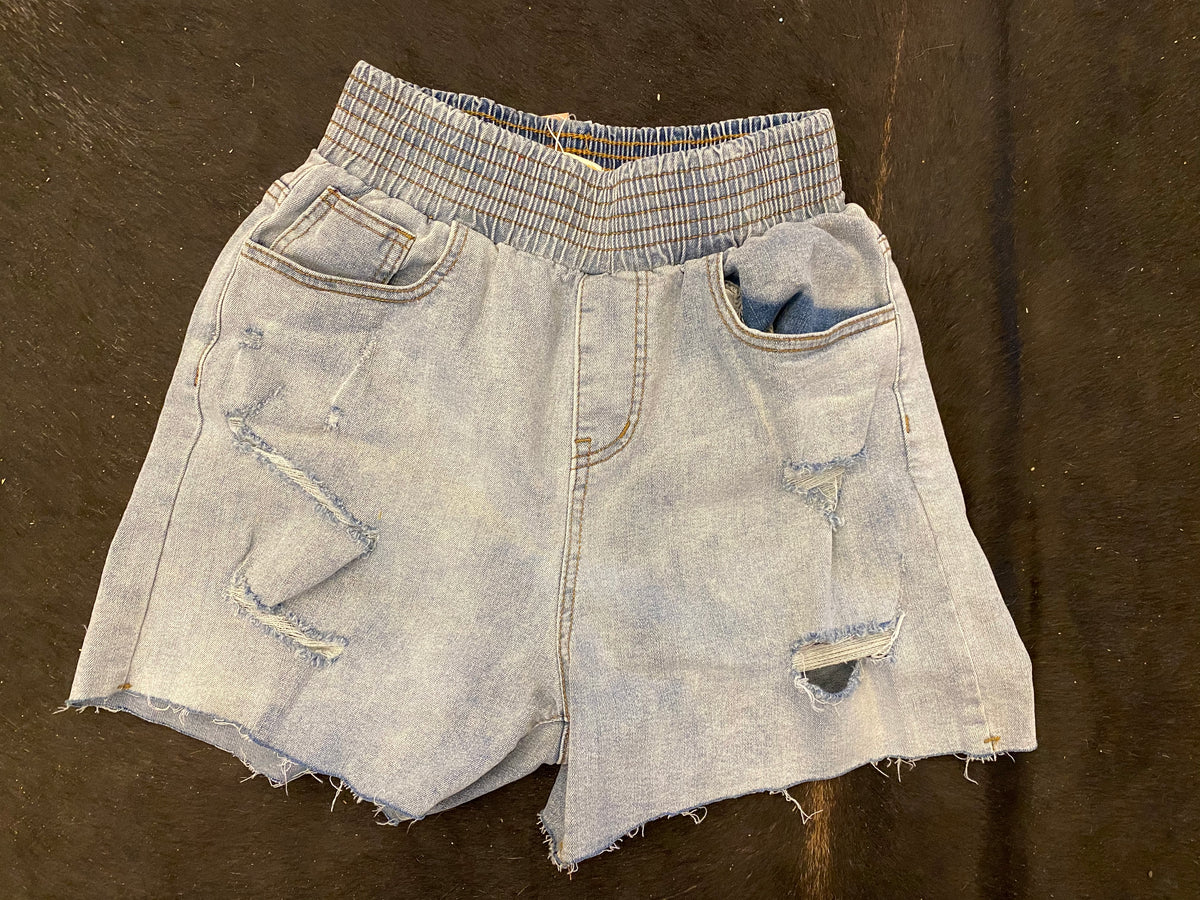 Distressed Denim Cutoff Shorts-shorts-Branded Envy