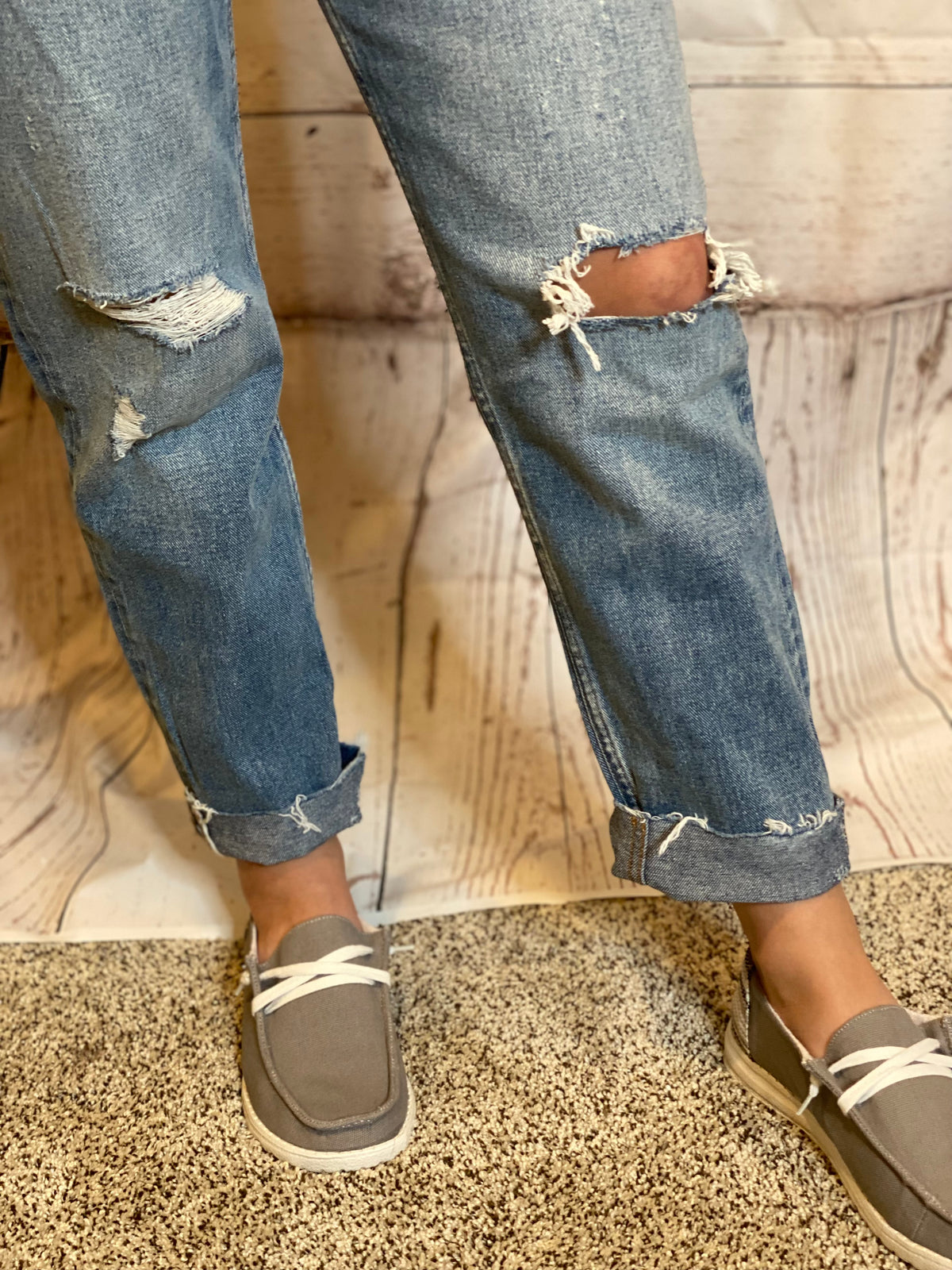 Button Up Boyfriend w/Cuff Denim-Jeans-Branded Envy